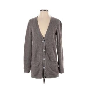 REPEAT CASHMERE Grey Wool Cashmere Knit V-Neck Button Scarlet Cardigan 38 US 6 S